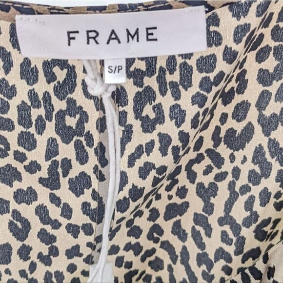 Nwt Frame | Leopard Print Silk Peplum Blouse - Picture 11 of 11